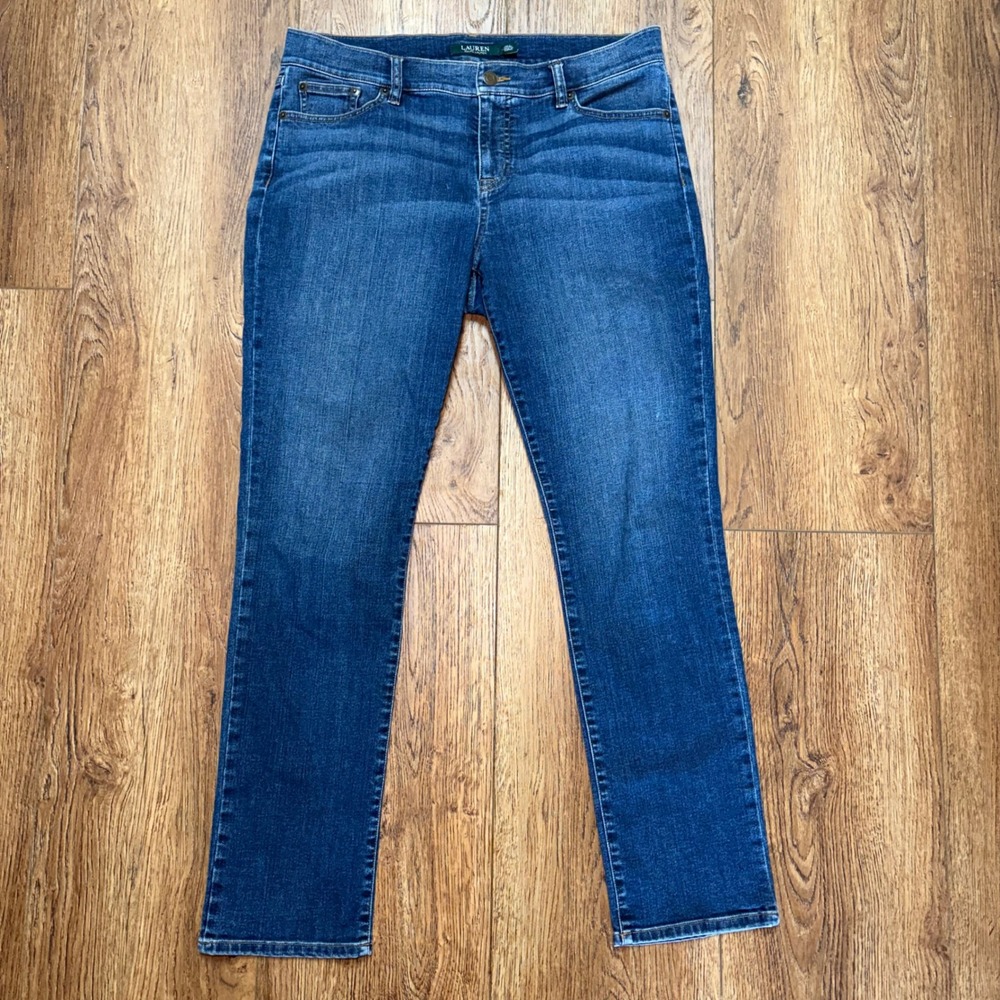 Lauren Ralph Lauren Womens Size 10 Medium Wash Straight Leg Blue Jeans Stretch